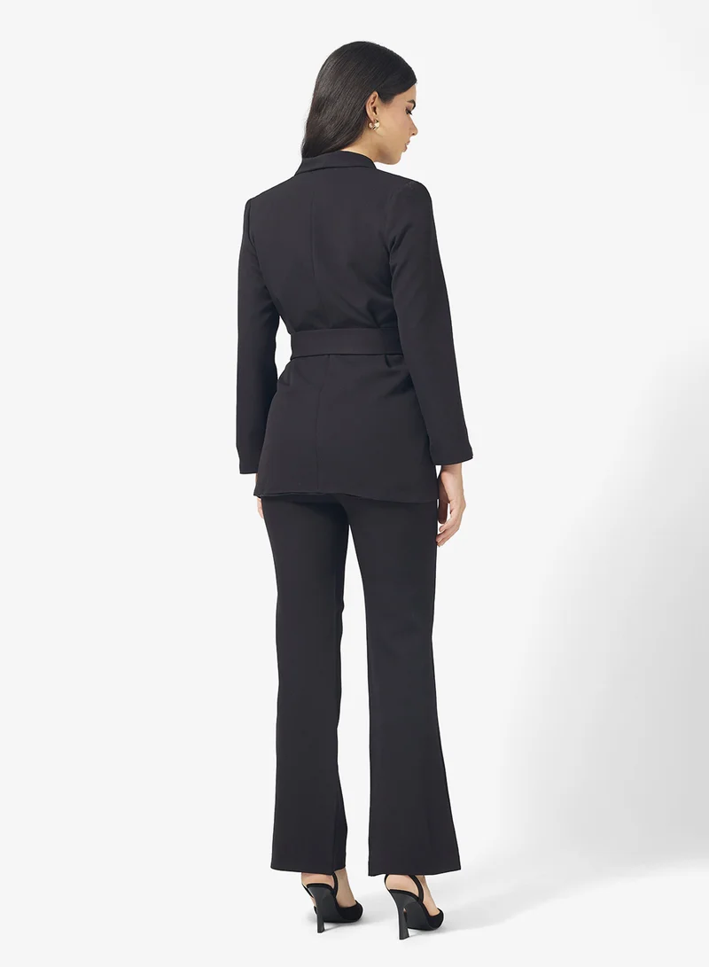 FYOR black Two-Piece Suit with Jacket and Pants