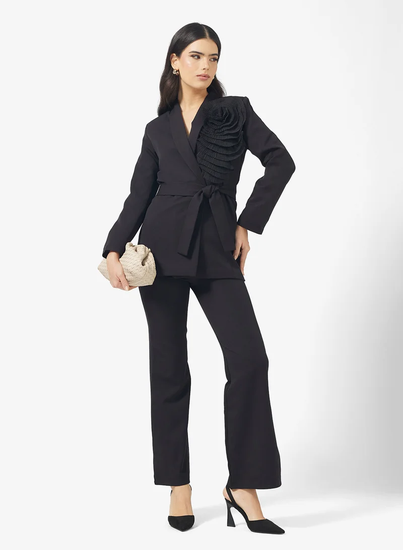 FYOR black Two-Piece Suit with Jacket and Pants