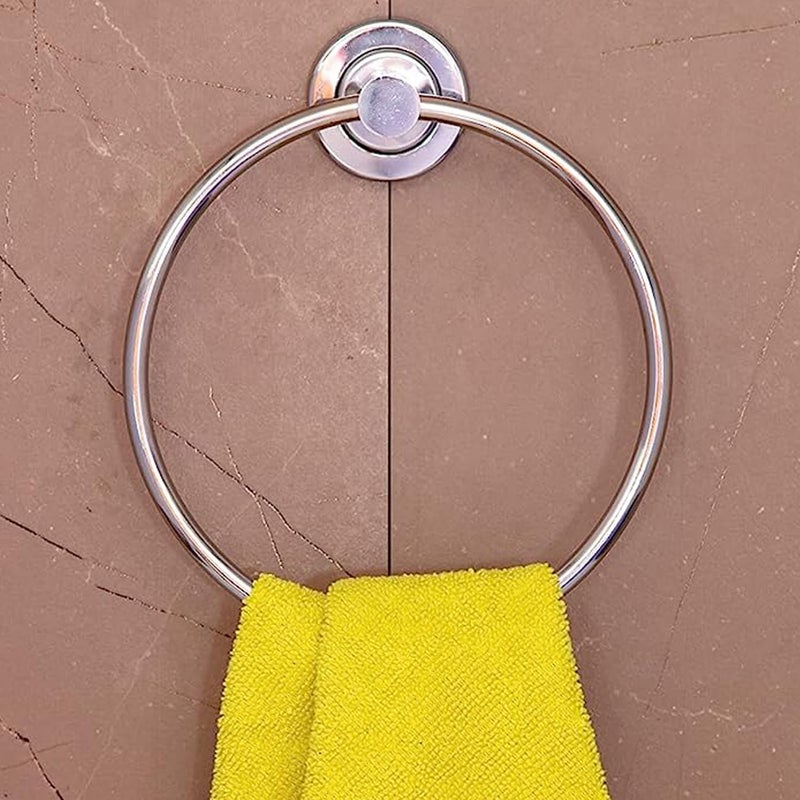Cosvit Cosvit Round Heavy Stainless Steel 304 Grade Chrome Finished Napkin RingTowel RingNapkin HolderTowel HangerTowel Holder for BathroomKitchenWash Basin Silver Pack of 1  - Image 1