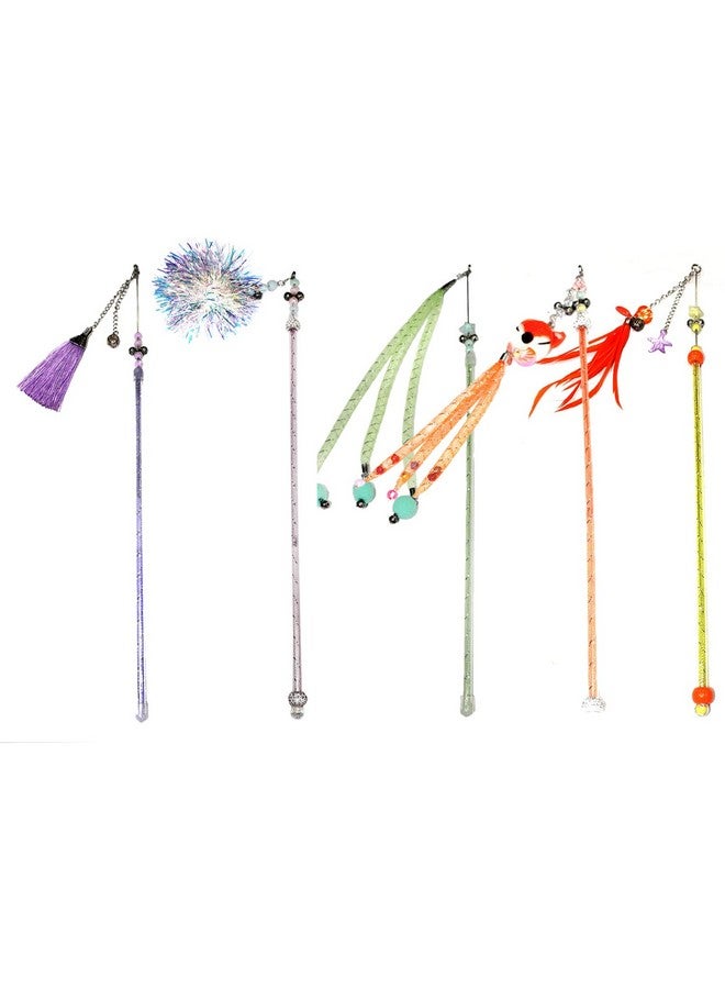 Emily Pets Cat Stick Cat Interactive Stick With Bells Feather Wand For Cat Teaser Catcher Exercise Playing Fun Toys(Color & Pattern May Vary, Pack Of 5) - Image 1