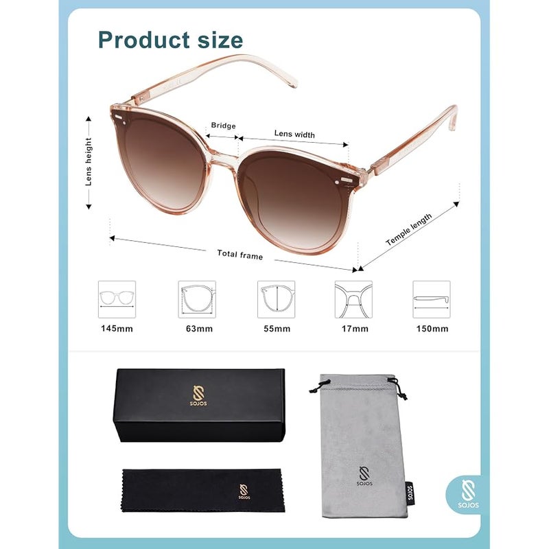 Sojos Classic Retro Round Sunglasses Women Men Large Glasses SJ2067 - Image 5