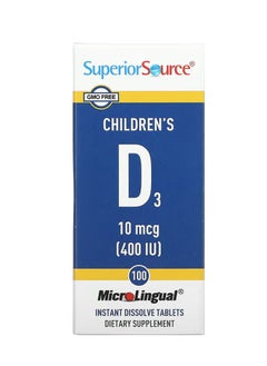 Super Nutrition Children's D3 10 mcg (400 IU) 100 MicroLingual Instant Dissolve Tablets 