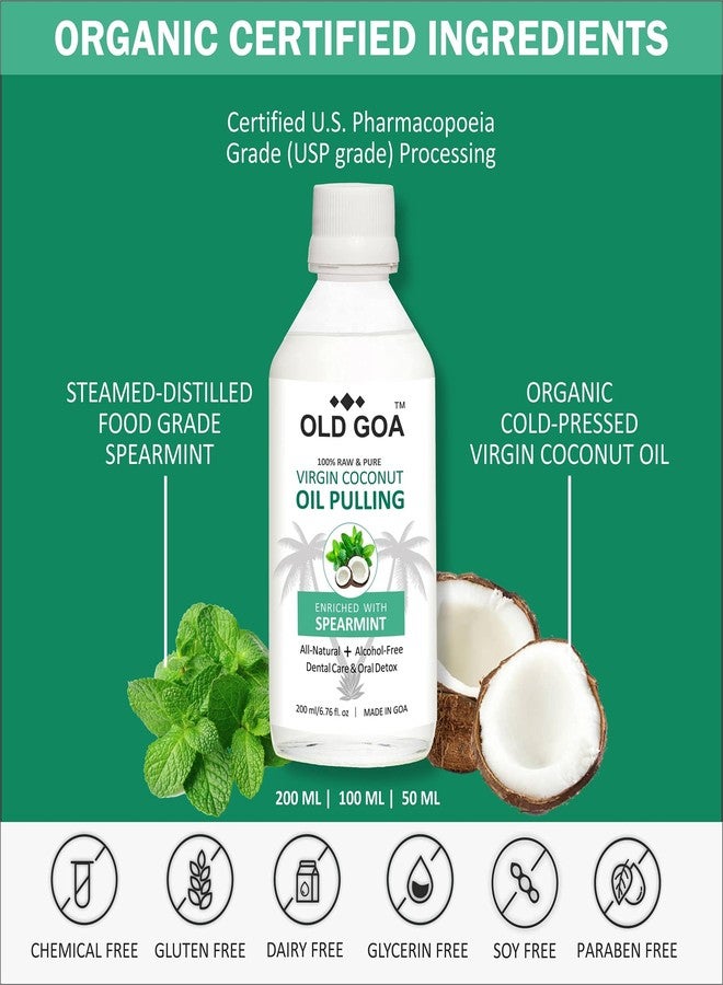 OLDGOA pulling oil mouthwash for strong teeth and gums with spearmint oil | oil pulling for mouth coconut oil (spearmint) organic product | Spearmint | 100 ML - Image 1