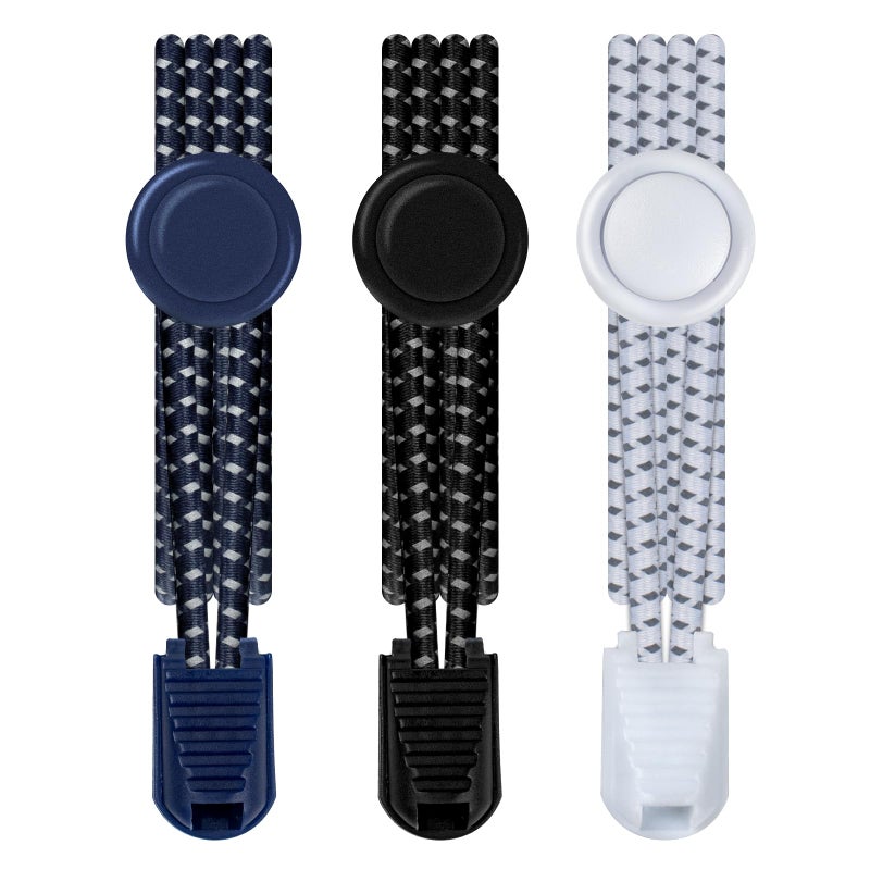 SUTOUG No Tie Shoelaces Reflective Elastic Shoelaces Quick Release Shoelaces Suitable for Adults and Children 3 Pairs Black White Royal Blue - Image 2