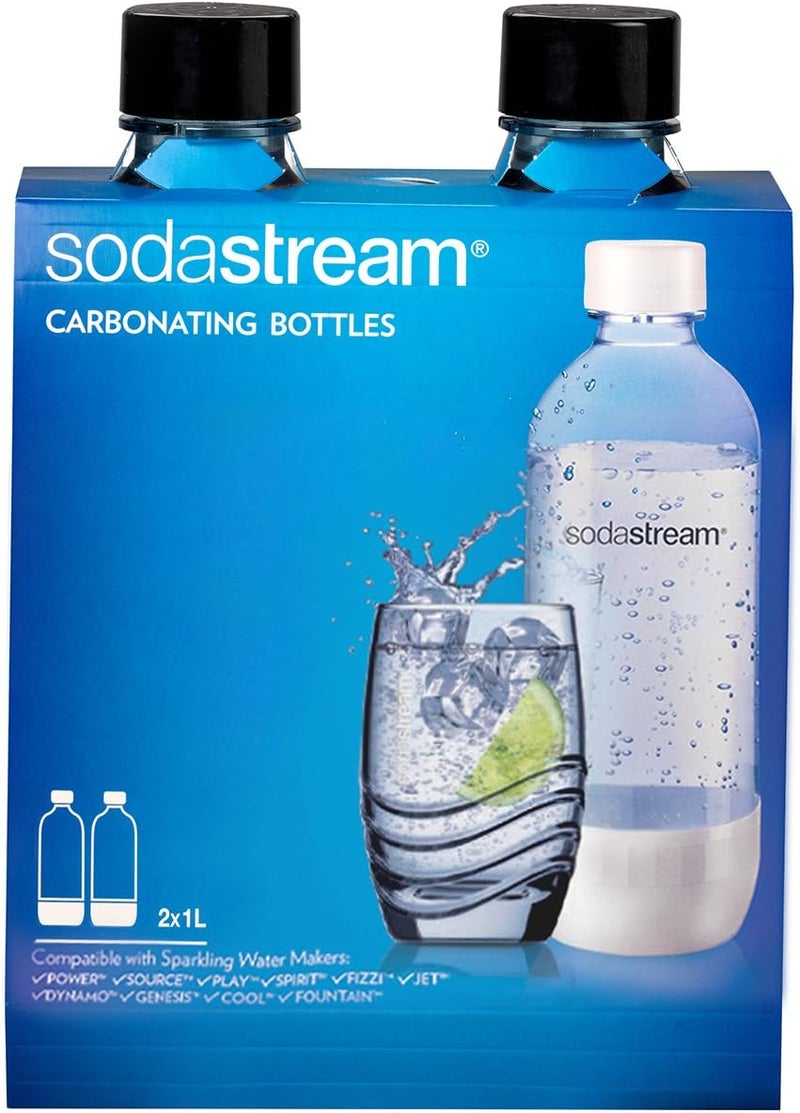 SodaStream 1L Classic Black Carbonating Bottles Twin Pack Globally trusted affordable quality - Image 1