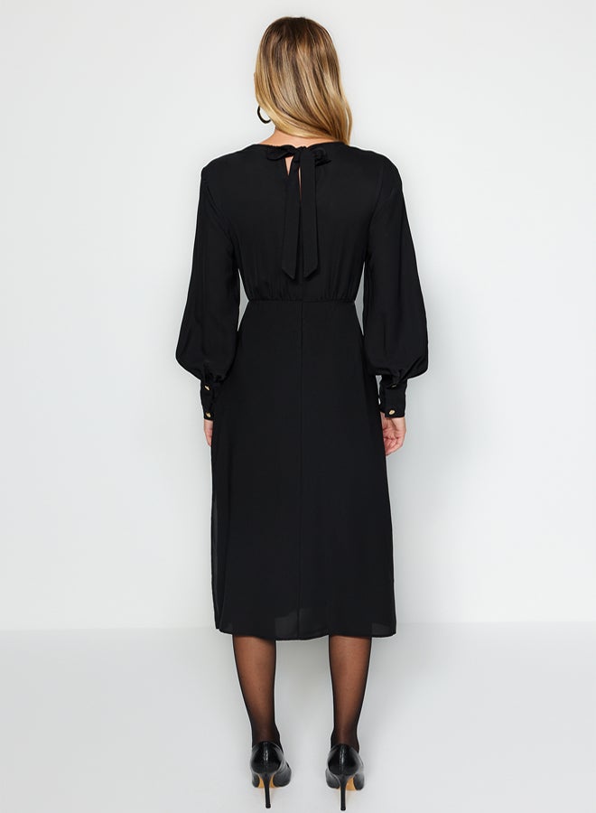 trendyol Black Midi Slit Woven Dress TWOAW24EL00851 - Image 5