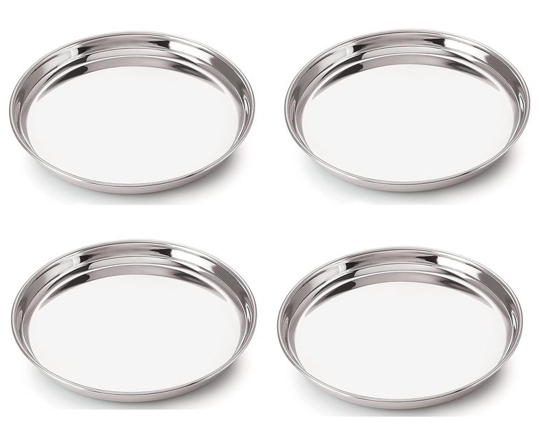 RJ kitchenware Store Stainless Steel thali Heavy Gauge Dinner Plates with Mirror Finish 30 cm Dia 18 Cm 4 - Image 1