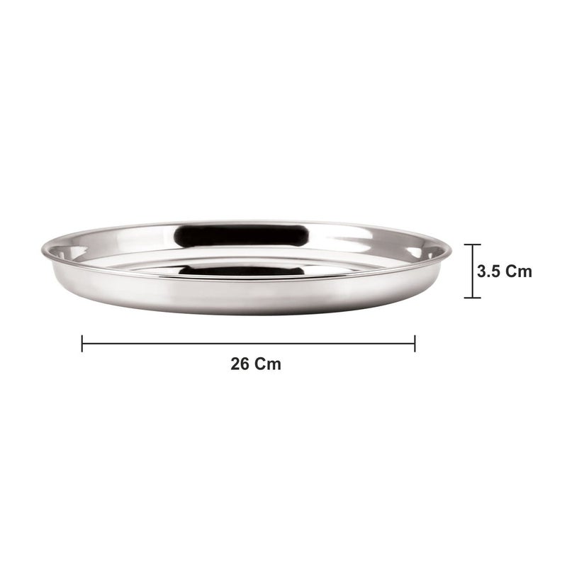 RJ kitchenware Store Stainless Steel thali Heavy Gauge Dinner Plates with Mirror Finish 30 cm Dia 18 Cm 4 - Image 2