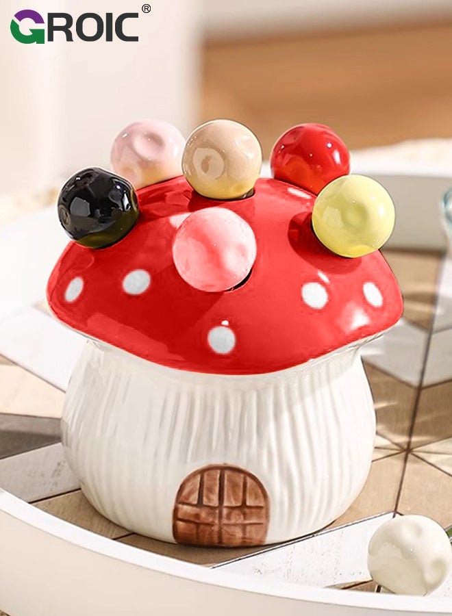 GROIC Mushroom Fruit Fork Set,Stainless Steel Material,Food-Safe Snack Forks,Cute Cake and Fruit Utensils for Kitchen Display, Party and Home Decor Accessories, Reusable,Red Mushroom Ceramic craft products - Image 4