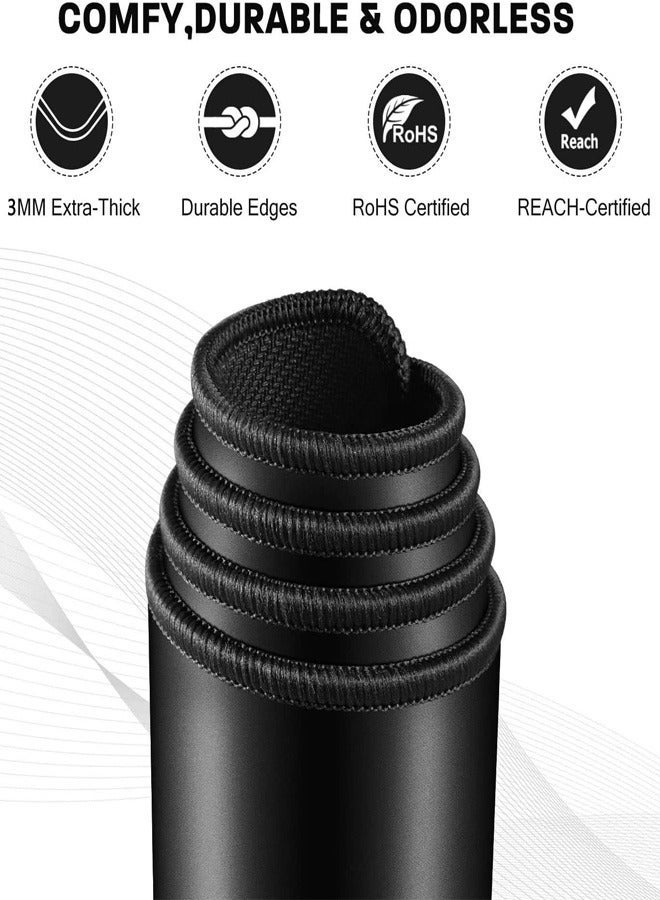 Gaming Mouse Pad (90 X 40) Thick Extended Mouse Mat Non-Slip Spill-Resistant Desk Pad with Special-Textured Surface, Anti-Fray Stitched Edges for Keyboard, PC - Black - Image 3