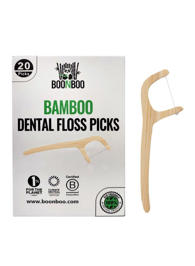 BOONBOO Bamboo Dental Floss Picks | 20CT Reusable Bamboo Picks | Sustainable & Biodegradable - Image 1