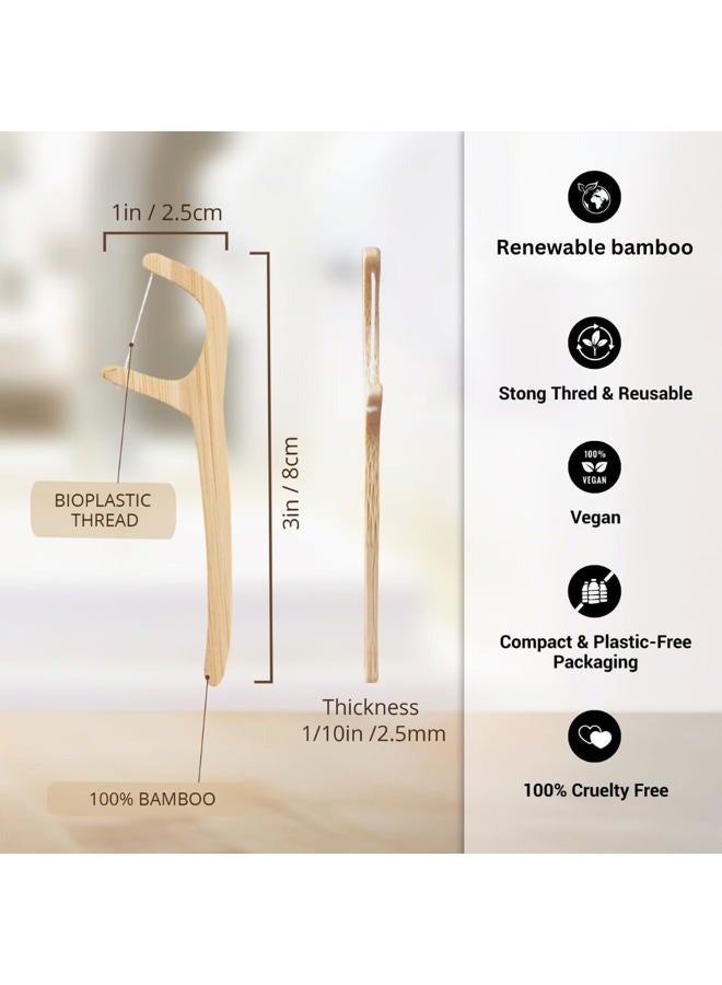 BOONBOO Bamboo Dental Floss Picks | 20CT Reusable Bamboo Picks | Sustainable & Biodegradable - Image 2