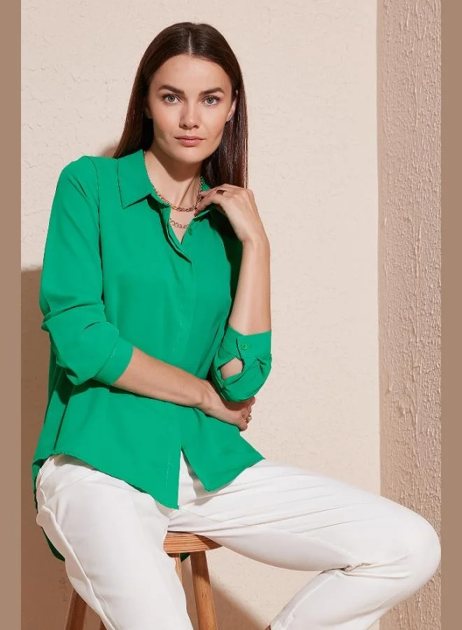 Lela Lela Regular Fit Long Back Summer Shirt Women's SHIRT 611BG9741