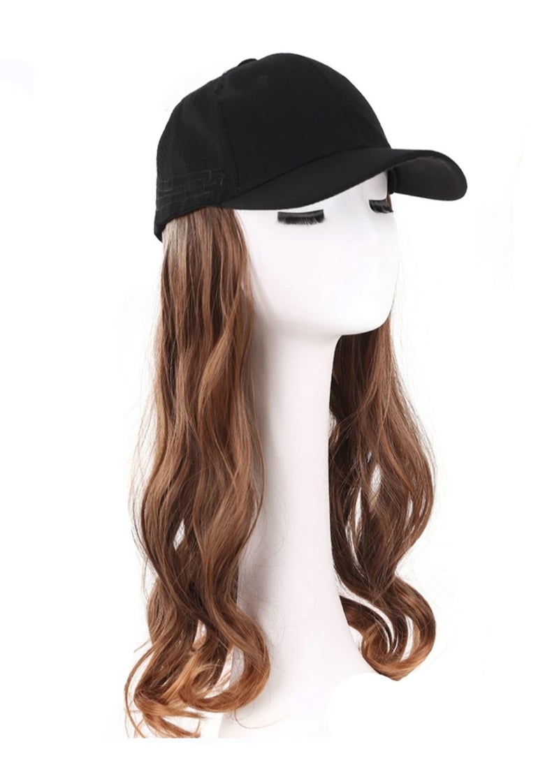 Wig hat big wavy long curly hair peaked cap baseball cap hat synthetic fiber wig cosplay wig costumes dress up wig  - Image 1