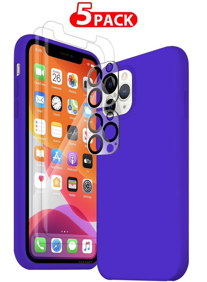 CATANES [for iPhone 12 Pro Max] 5 Pack Silicone Case ,2 Screen Protectors and 2 Camera Lens Protectors Shockproof Protective Case Anti Scratch Smooth Case Cover/Purple - Image 1