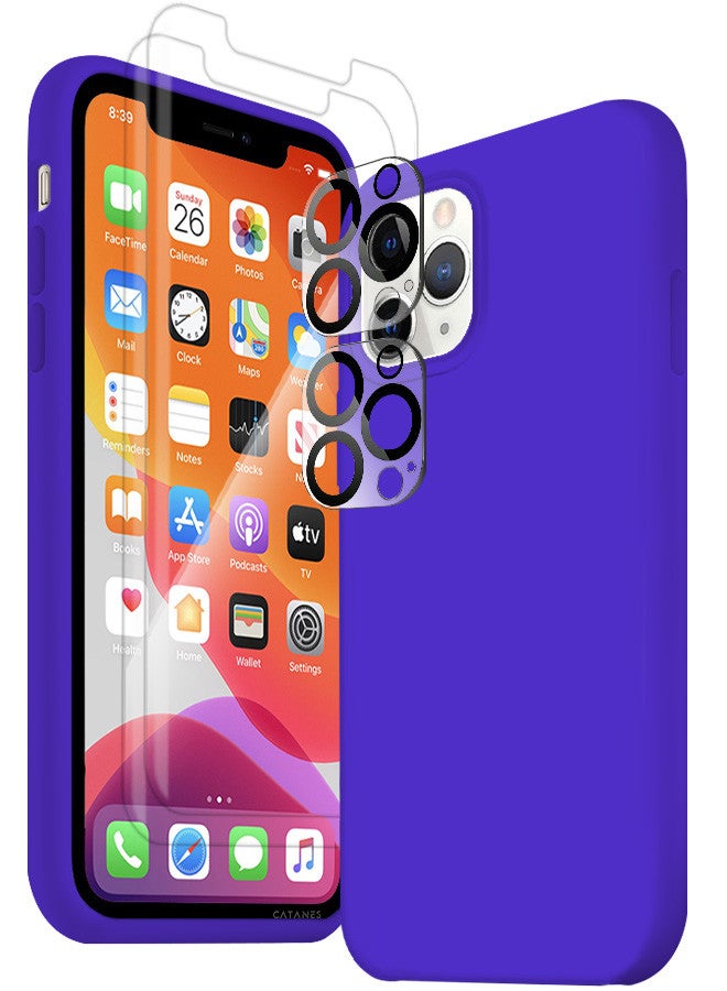 CATANES [for iPhone 12 Pro Max] 5 Pack Silicone Case ,2 Screen Protectors and 2 Camera Lens Protectors Shockproof Protective Case Anti Scratch Smooth Case Cover/Purple - Image 2
