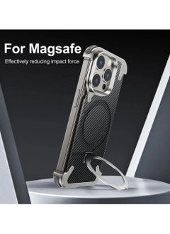 Oatsbasf Luxury New Design Carbon Fiber Case with Phone Ring Grip Frameless for iPhone 16 Pro Max Silver  - Image 4