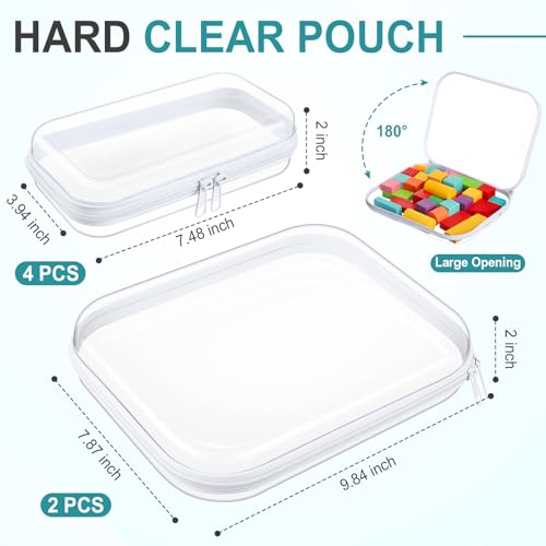 Sanwuta 6 Pcs Clear Hard Zipper Case Plastic Zipper Pouches Transparent Makeup Bag Pencil Case Pouches Toiletry Diaper Bag for Travel Toy Storage Organizer BinsClearTwo Sizes - Image 3