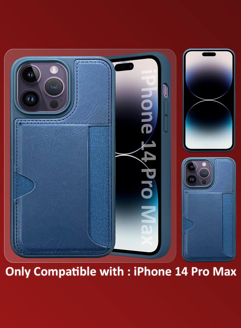 CATANES iPhone 14 Pro Max 3Packs Case Leather Antifingerprint Cover with Wallet Card Slot Shell, Side Insert Card Holder, Anti Fall Protection - Blue  - Image 2