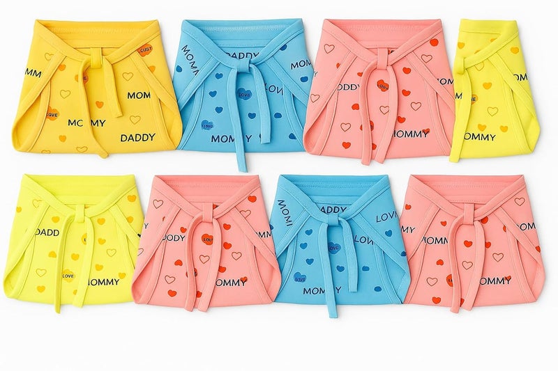 Noniu 20 Pcs Nappies for New Born Baby | Nappy for Newborn | Soft Cotton Langots for 0 to 6 Months Babies | Adjustable & Washable Langot (Multicolour) - Image 1