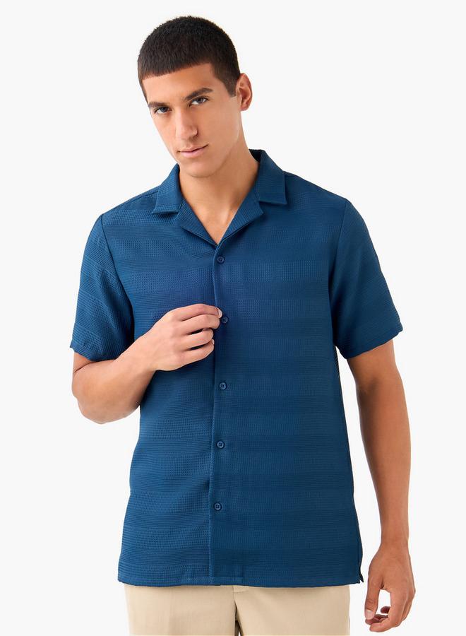 Splash FAV Regular Fit Waffle Textured Shirt with Camp Collar and Short Sleeves - Image 1
