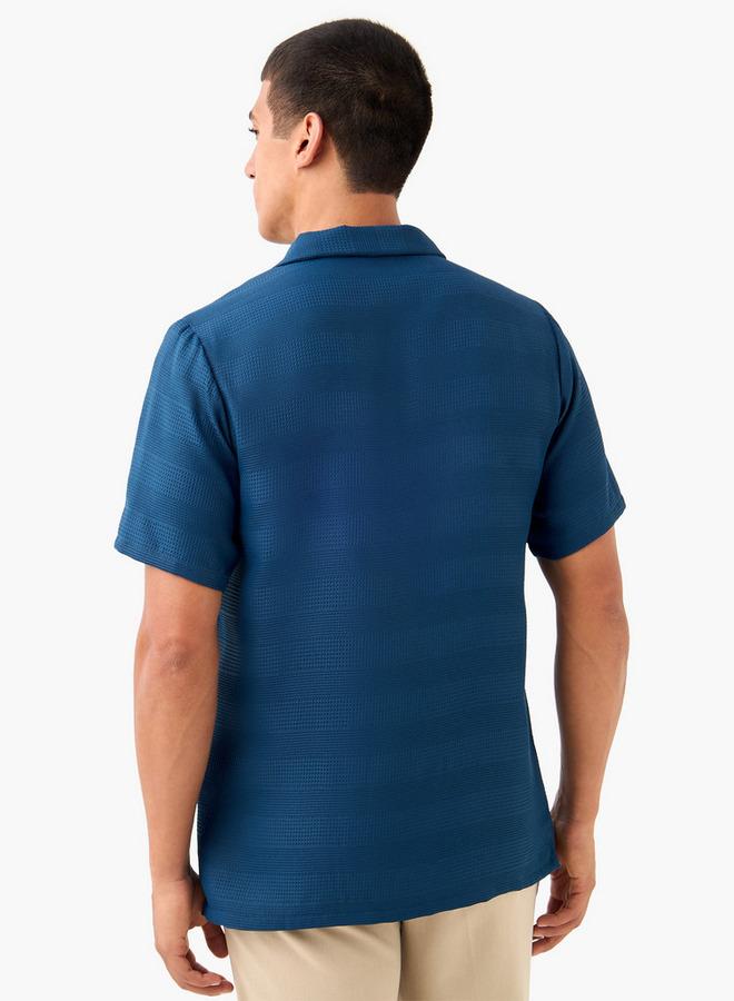 Splash FAV Regular Fit Waffle Textured Shirt with Camp Collar and Short Sleeves - Image 3