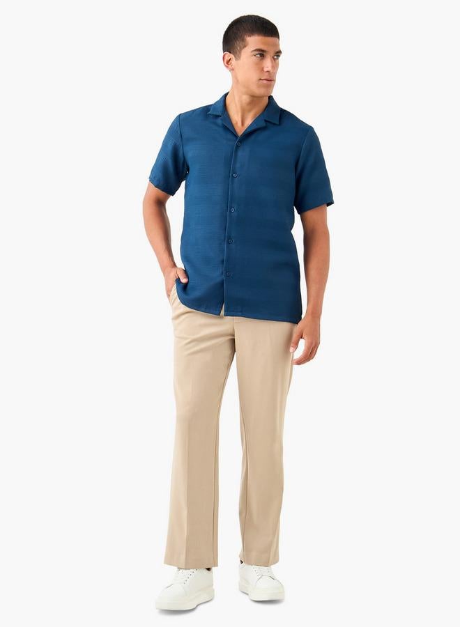 Splash FAV Regular Fit Waffle Textured Shirt with Camp Collar and Short Sleeves - Image 2