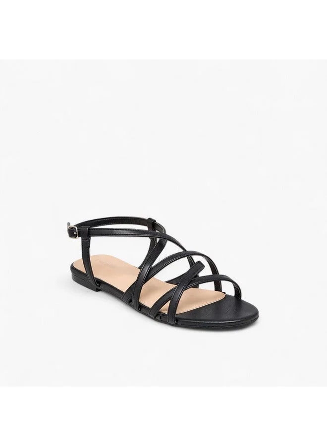 Flora Bella By Shoexpress Women Solid Criss Cross Sandals with Buckle Closure