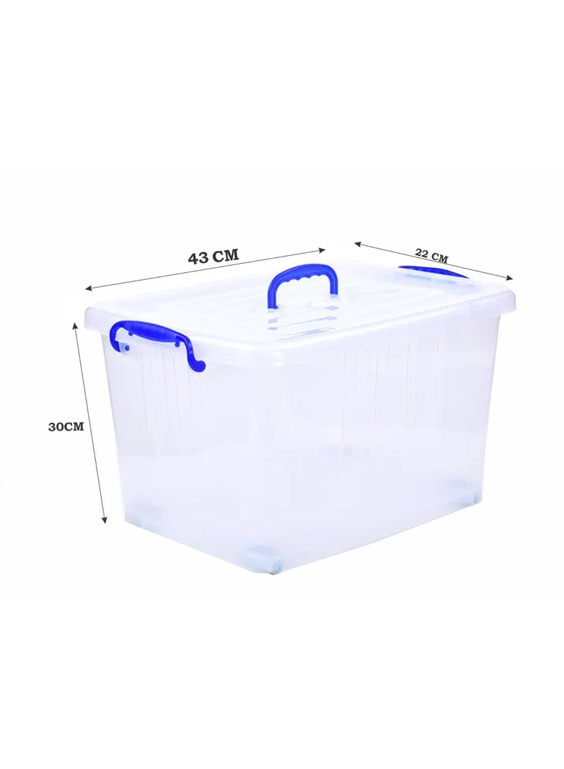 Hiware 20L 2 Pc Set  Plastic Storage Box With Lid | Clear Lockable Storage Container With Handle | Stackable Transparent Storage Bin UAE | Small Organizer Box For Toys, Clothes, Kitchen, Tools | Durable Multipurpose - Image 2