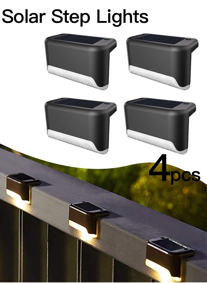 Generic Waterproof Solar Step Lights for Outdoor Stairs, Step, Fence, Yard, Pathway and Garden(Warm White), 4pcs  - Image 1