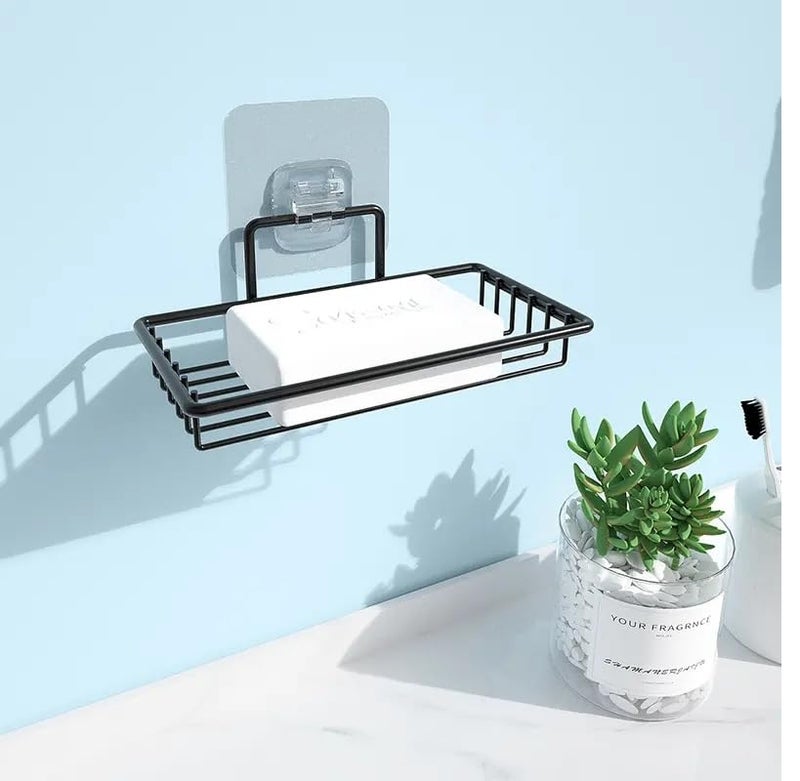 iSTAR Metal Magic Sticker Series Self-Adhesive Rectangular Soap Stand | No Drilling, Wall-Mounted Mild Steel Soap Holder for Kitchen, Bathroom, Showers, Toilet and Wash Basin (Black-Pack of 1) - Image 5