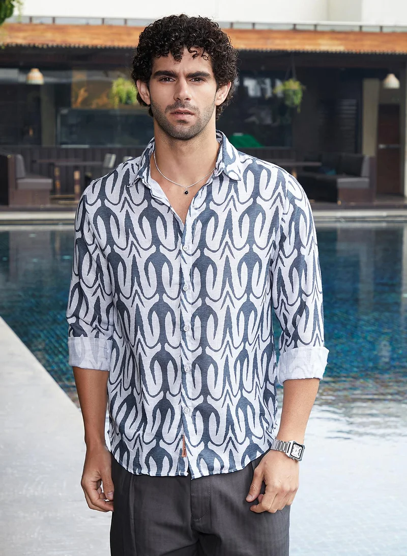 كامبوس سوترا قميص رجالي بطبعة رمح بروسيا الزرقاء