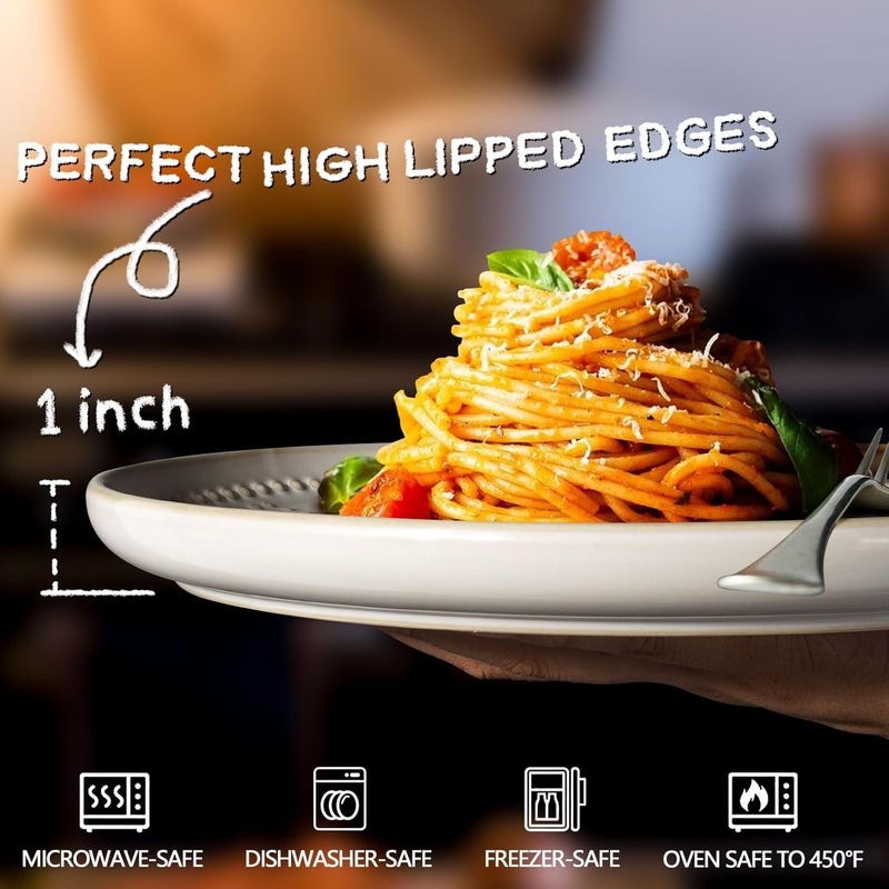 Artena Large Ceramic Dinner Plates Set Of 4 1075 Inch Embossed Kitchen Salad Plates Modern Serving Plates For Restaurant Plates With Lipped Edges Microwave Dishwasher Safe Wheat Leaf - Image 2