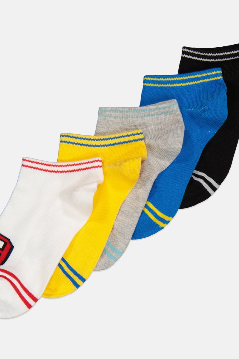 RBX Kids Boy 5 Pairs Brand Logo Ankle Socks, Multicolor - Image 2