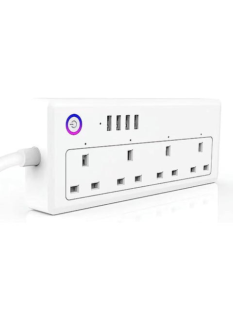 Smart Life Tuya APP 1.8m Cable Intelligent power strip 4 Outlets Plug Socket Wifi Smart Power Strip with USB 4 Charging Port App Voice Control Work with Alexa Google Home Assistant