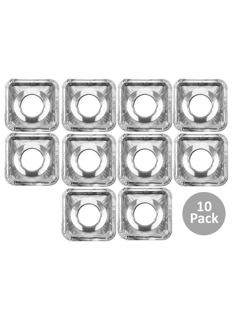 Rubik Stove Burner Covers, Heat Resistant Disposable Aluminum Foil Range Top Protectors Liners for Gas and Electric Stove 10pcs (Square)  - Image 1