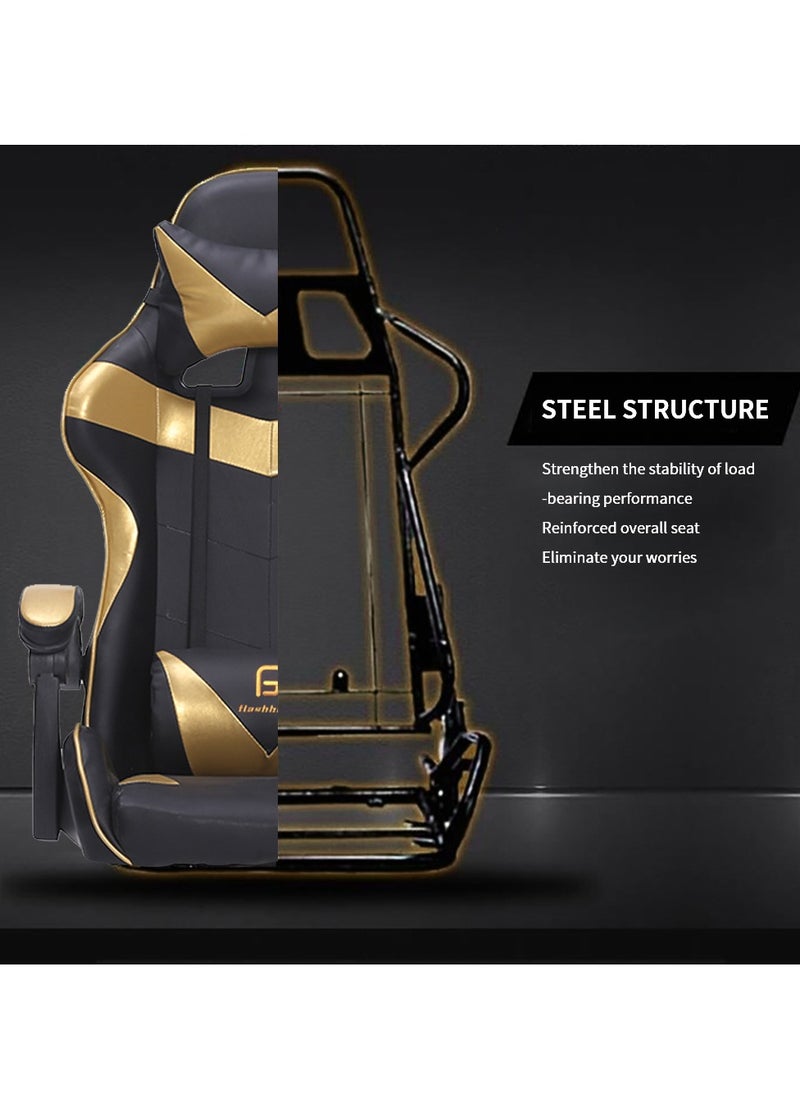Flash Hawk Fantastic Steel Gaming Chair Golden  - Image 5