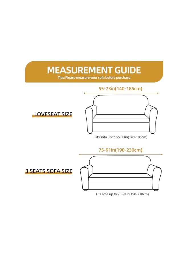 The Bros Stretch Sofa Cover with Skirt Universal Elastic Slipcover Non-Slip Washable Jacquard Couch Cover Seamless Furniture Protector for Pet Kids Living Room (Beige, 2 Seater(145-185cm)) - Image 2