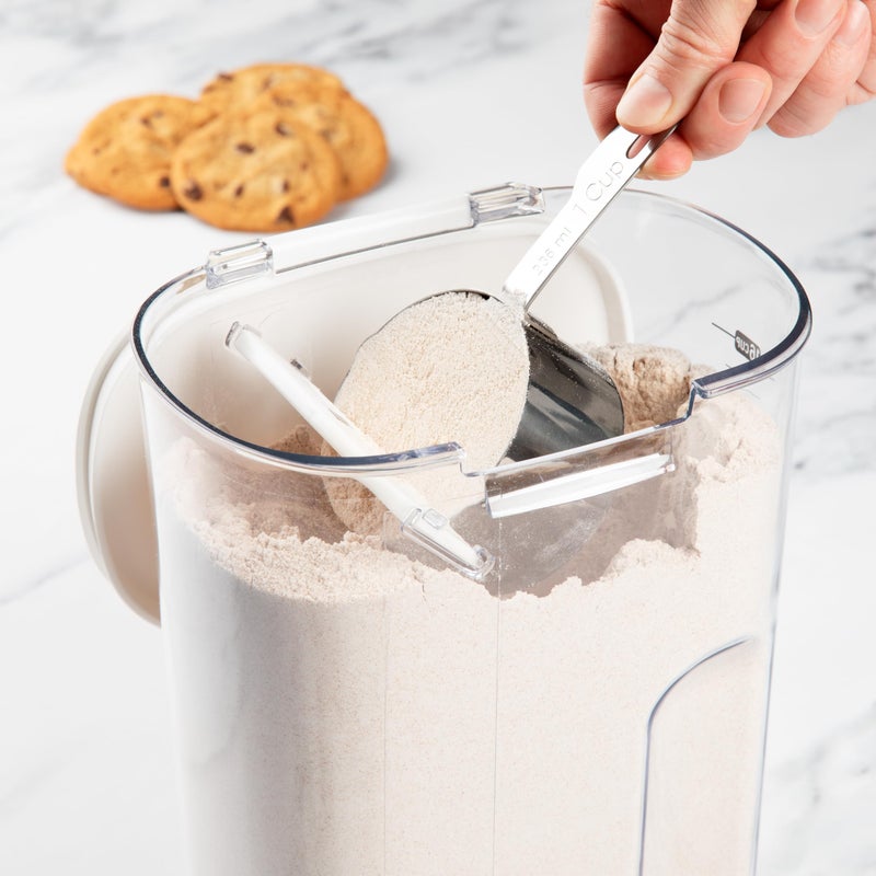 ProKeeper+ Airtight Food Storage Container Set â€“ Clear Plastic Flour and Sugar Canister Set with Magnetic Accessories for Kitchen Organization (White, 9-Piece) - Image 4