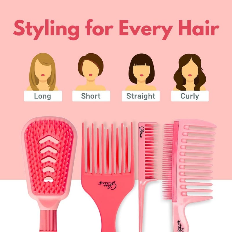 Glitters Pink Hair Brush Detangling Collection - ThickTress, Detangler, Opulent, Tease - Image 5