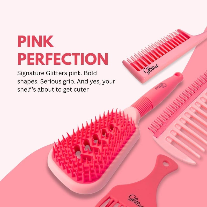 Glitters Pink Hair Brush Detangling Collection - ThickTress, Detangler, Opulent, Tease - Image 4