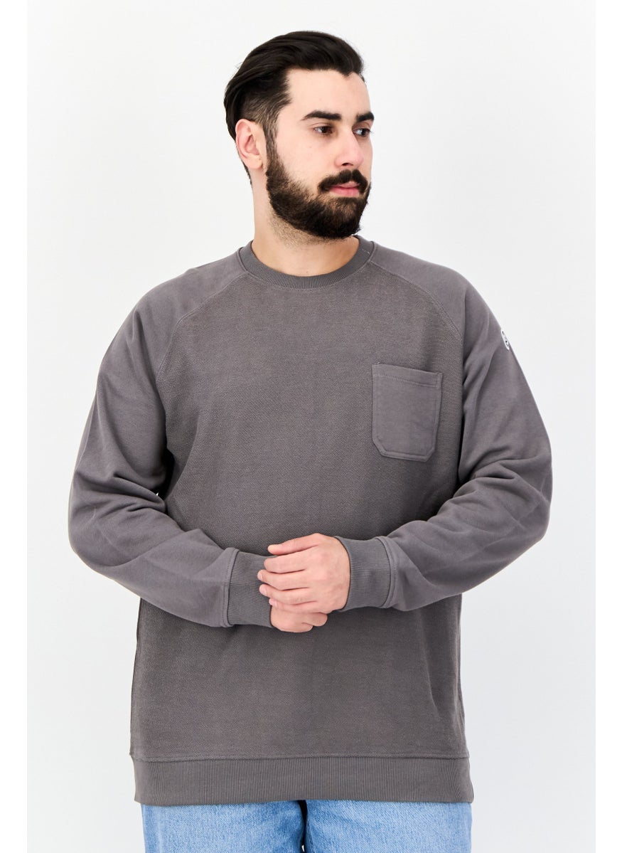 Penfield Men Crew Neck Brand Logo Long Sleeves Sweatshirt, Grey  - Image 1
