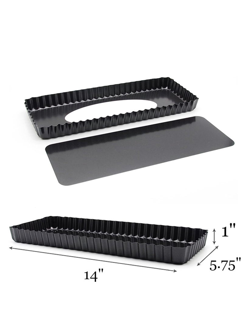 SYOSI Premium Nonstick Rectangular Tart Pan - 14 Inch Quiche Pie Pan with Removable Bottom - Ideal for Pies, Quiches, Cheese Cakes, and Desserts  - Image 2