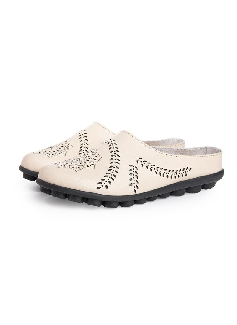Loquat Women's New Spring/Summer Slippers Low Top Flat Shoes Beige 