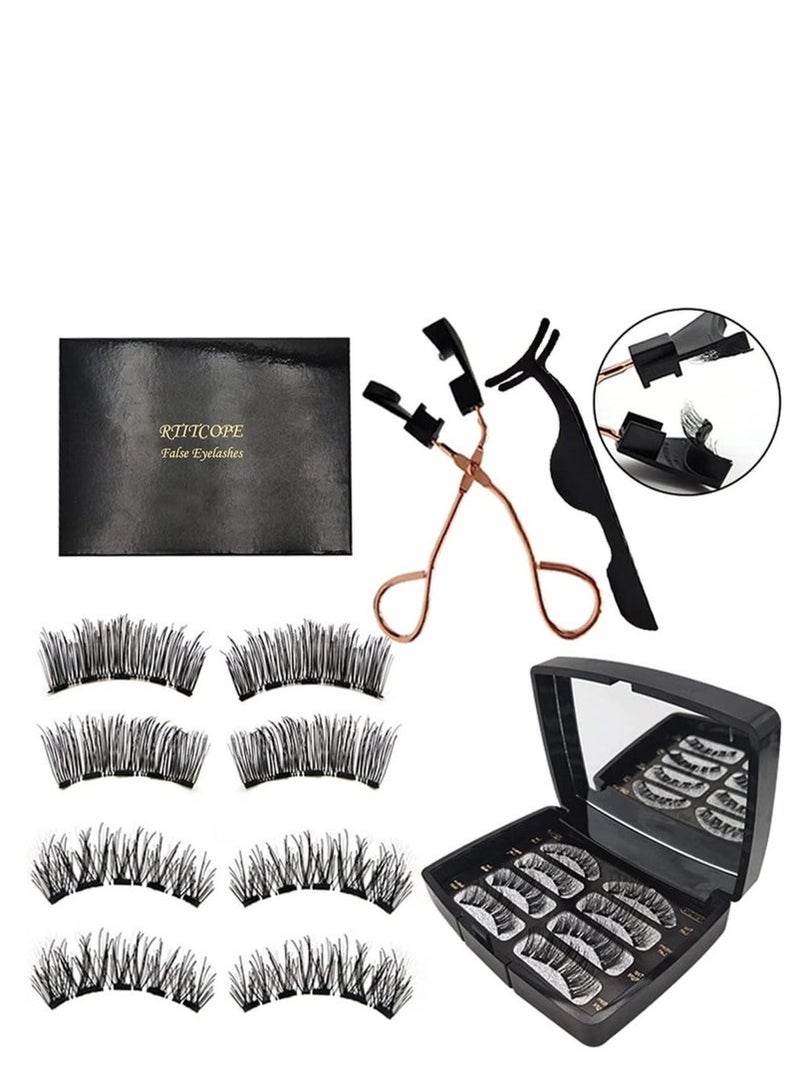 حكمة بيوتي لا مجموعة رموش مغناطيسية غراء ، مغناطيس ناعم قابلة لإعادة الاستخدام رموش كاذبة الشكل الطبيعي مع الملقط للنساء - Image 4