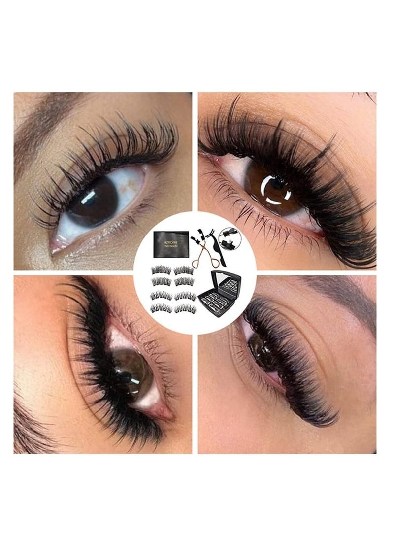 حكمة بيوتي لا مجموعة رموش مغناطيسية غراء ، مغناطيس ناعم قابلة لإعادة الاستخدام رموش كاذبة الشكل الطبيعي مع الملقط للنساء - Image 2