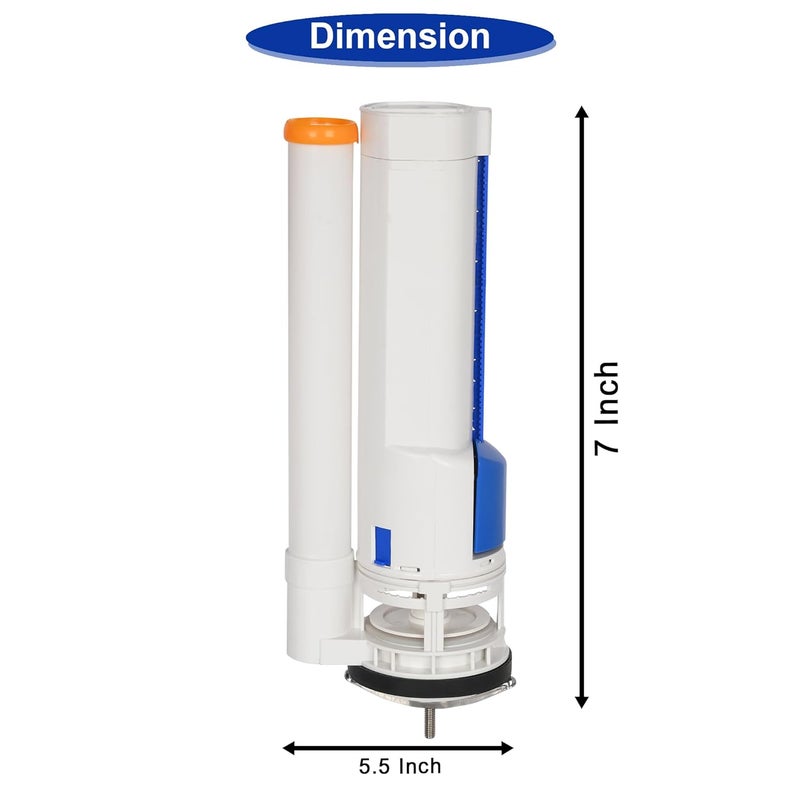 Prem's صمام تدفق مزدوج بقطر 7 بوصة / تركيب خزان / تركيب سيفون للمرحاض / مرحاض مثبت على الأرض يعمل بغطاء / صمام دفع / حجم 7 بوصة لقطعة واحدة - Image 4