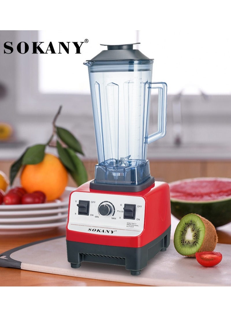 sokany 4500W Blender 2L Single Jar for Greens, Soybean, Milk, Corn, Soup, Fruits, Spices SK-444 Red  - Image 2
