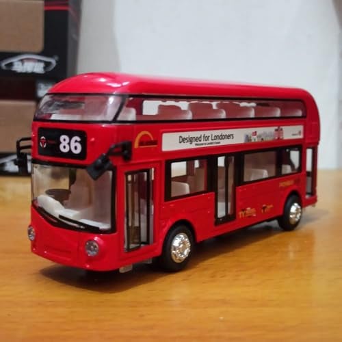 DEOXY Bus Toys for Kids Diecast Metal Tour Light & Music Open Door Collection Toys for Boy Kids (6019B Red) - Image 3