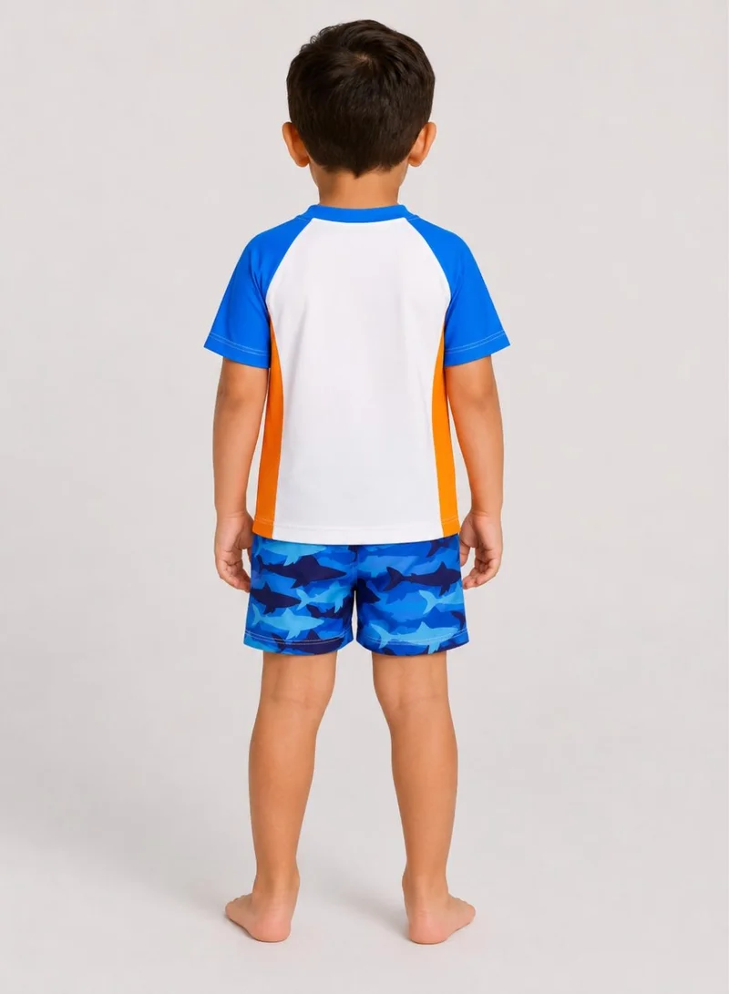 Babyqlo Boys Shark Print T-Shirt Shorts 2 Piece Swim Set